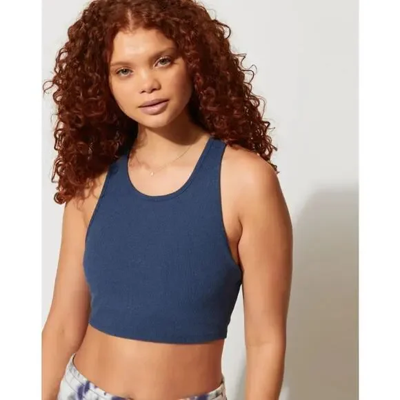 NWT Threads 4 Thought Kensi Rib Sports Bra Heather Chambray Women's Size Large - Picture 2 of 12